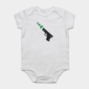 Gun shooting Shamrocks Baby Bodysuit